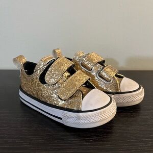 Gold Glitter Kids Sneakers
